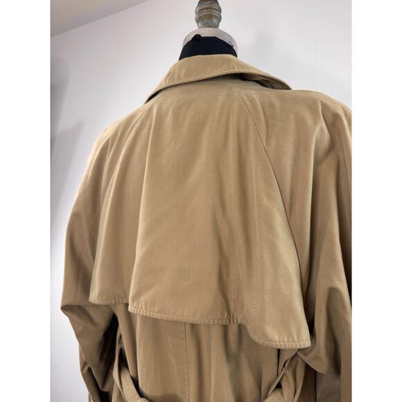 VINTAGE Aquascutum Long Trench Coat 2way Beige Tan Wool Authentic ENGLAND - Picture 8 of 16